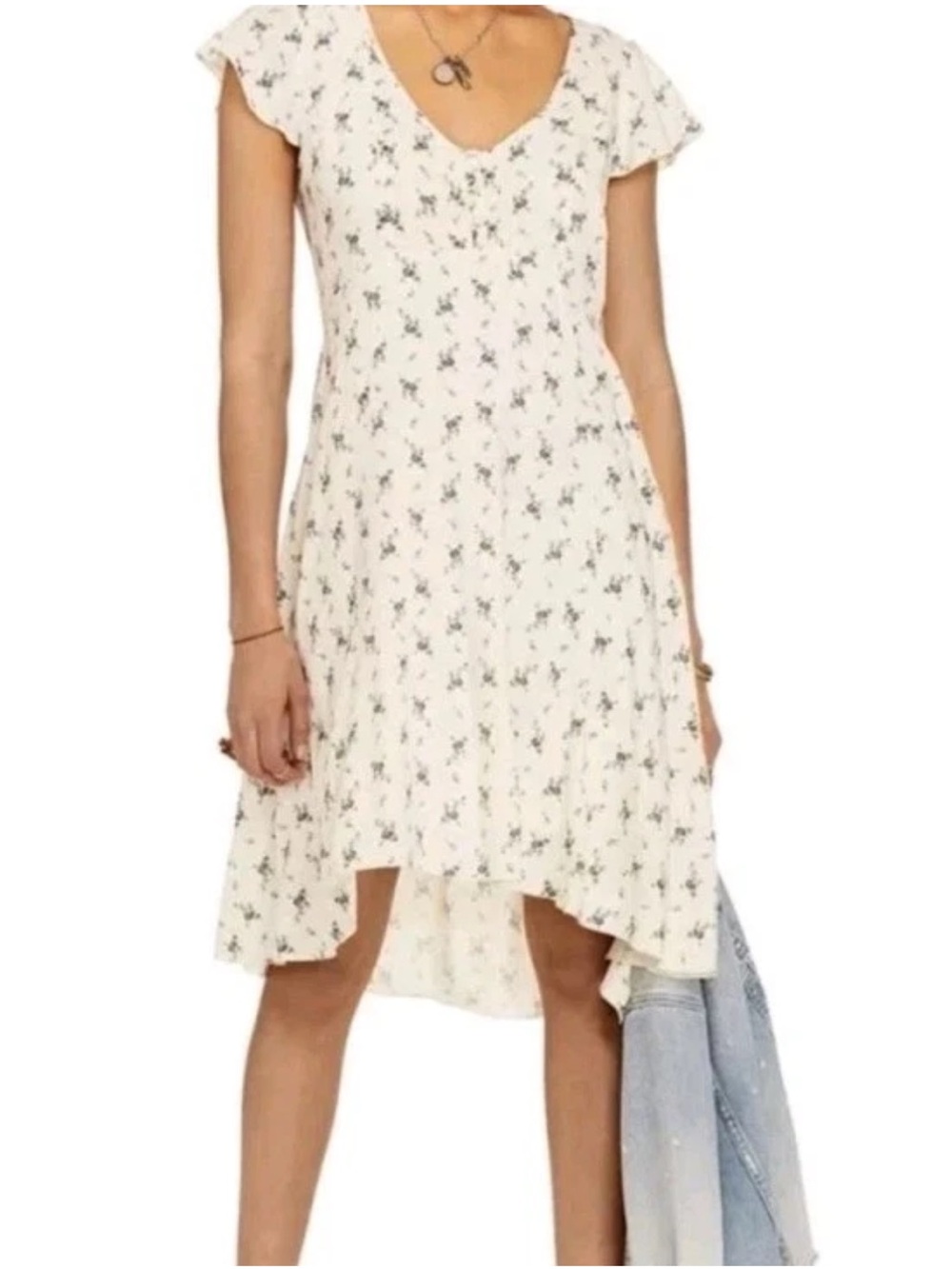 Denim & Supply Ralph Lauren Cream Dress with Navy Floral Print